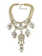 Badgley Mischka Crystal And Faux Pearl Statement Necklace