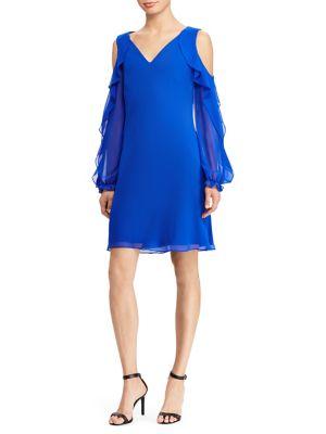 Lauren Ralph Lauren Ruffled Cold-shoulder Dress