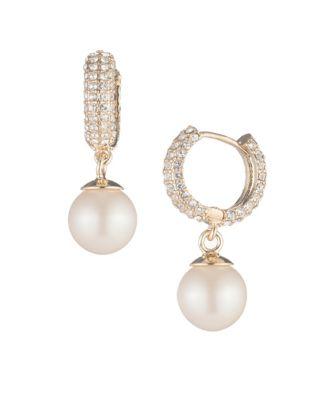 Carolee Majestic Pearl 10mm Round Glass Pearl Dangle & Drop Earrings