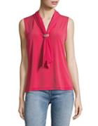 Karl Lagerfeld Suits Faux Pearl Sleeveless Knit Top