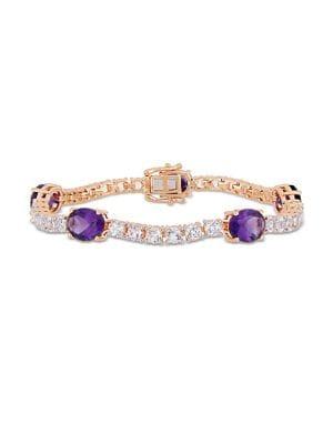 Sonatina Sterling Silver, Amethyst & White Topaz Tennis Bracelet