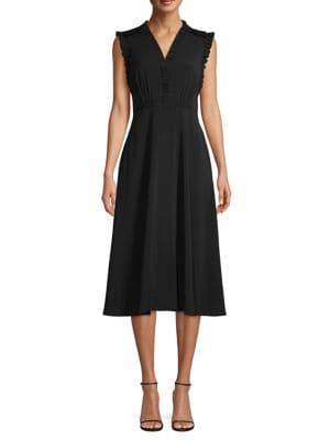 Vince Camuto Ruffle-trimmed Midi A-line Dress