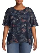 Vince Camuto Plus Plus Ruffled Printed Tee