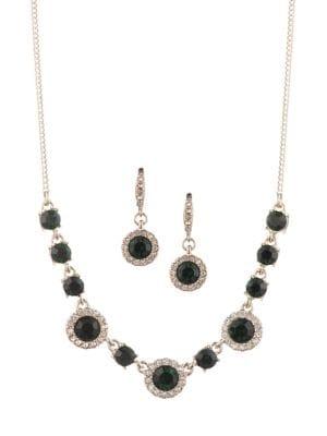 Givenchy 3-piece Goldtone & Pave Round Stone Necklace & Earrings Set