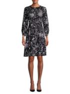 Max Mara Studio Floral Belted Long Sleeve Dress