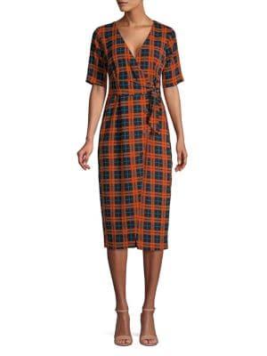 Miss Selfridge Check Buttoned Midi Dress