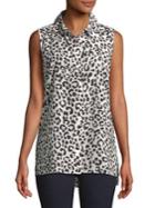 Ellen Tracy Petite Leopard-print Button-down Shirt