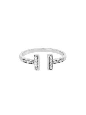 Lord & Taylor Diamond And Sterling Silver T-band Ring