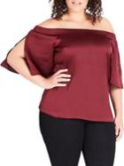 City Chic Plus Nouveau Off The Shoulder Split Sleeve Blouse