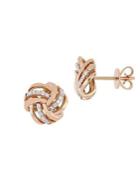 Sonatina Knot 14k Rose Gold And Diamond Stud Earrings