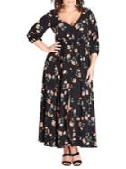 City Chic Plus Peach Posie Maxi Dress