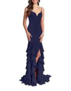 Glamour By Terani Couture Ruffled Floor-length Dress
