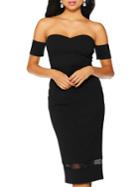 Quiz Mesh-paneled Sweetheart Dress