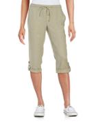 Lord & Taylor Petite Linen Rolled-cuff Capris