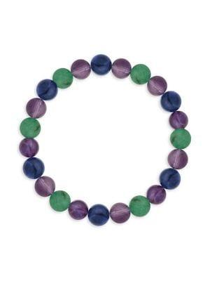 Lord & Taylor African Amethyst, Sodalite And Green Quartzite Beaded Bracelet