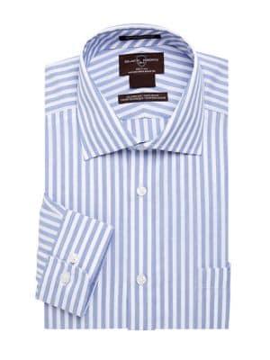 Black Brown Striped Button Down Dress Shirt