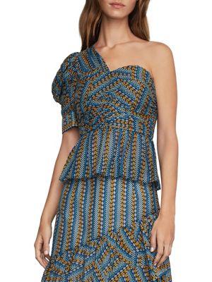 Bcbgmaxazria Striped Pyramid One Shoulder Top