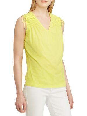 Lauren Ralph Lauren Tassel-trim Cinched Cotton Top