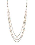 Carolee Turquoise Sands 4mm Faux Pearl Beaded Swag Necklace