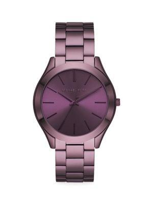 Michael Kors Slim Runway Three-hand Purple Stainless Steel Watch