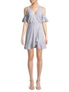 Bb Dakota Cold-shoulder Stripe Ruffle Mini Dress