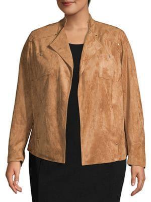 Rafaella Plus Open-collar Moto Jacket
