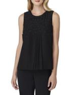 Tahari Arthur S. Levine Floral Applique Pleat-front Blouse