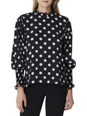 Tahari Arthur S. Levine Polka Dot Ruffle Sleeve Blouse