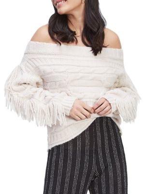 Miss Selfridge Fringe Cable-knit Sweater