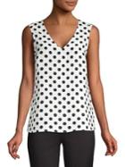 Kasper Sleeveless Polka-dotted Top