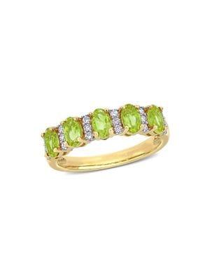 Sonatina 14k Yellow Gold Peridot & Diamond Semi Eternity Ring
