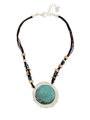 Robert Lee Morris Femme Petal Patina Pendant Corded Necklace