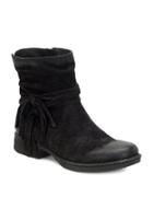 Born Cross Fringed Slouched Distressed Leather Ankle Boots