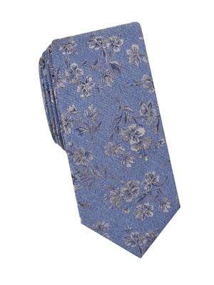 Black Brown Lidford Floral Silk & Cotton Tie