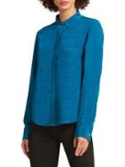 Donna Karan Long-sleeve Silk Button Blouse