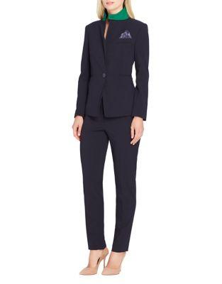 Tahari Arthur S. Levine Petite Contrast Collar Pant Suit