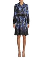 Elie Tahari Floral-print Belted Shirtdress
