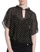 Plenty By Tracy Reese Sheer Embroidered Short Sleeve Kurta Top