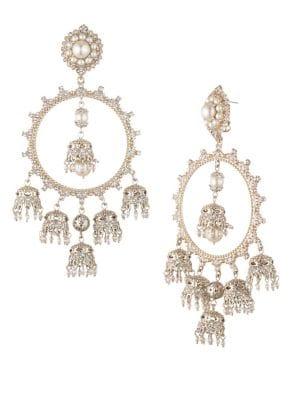 Marchesa Faux Pearl & Crystal Orbital Chandelier Earrings
