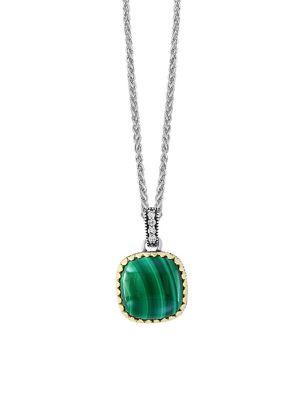 Effy Malachite & White Sapphire Pendant Necklace
