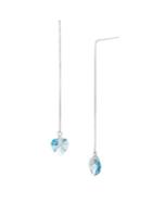 Lord & Taylor 925 Sterling Silver & Light Sapphire Swarovski Crystal Heart Threader Earrings