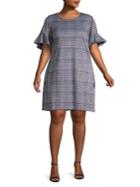 Calvin Klein Plus Plaid Ruffle-sleeve Shift Dress
