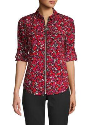 Michael Michael Kors Printed Full-zip Top