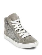 Steve Madden Elyka Leather Side Zipper Perforated Athletic Sneakers