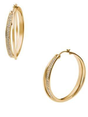 Michael Kors Pave Interlocking Goldtone Hoop Earrings