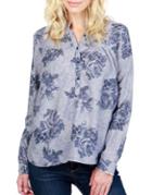 Lucky Brand Floral Chambray Cotton Top