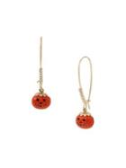 Betsey Johnson Jack-o-lantern Goldtone & Crystal Drop Earrings