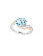 Effy Diamond And Aquamarine 14k Rose And White Gold Ring