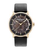 Kenneth Cole Skeleton-dial Leather-strap Watch