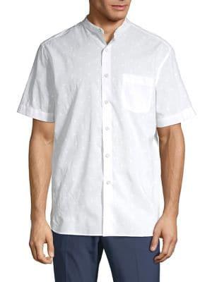 Perry Ellis Regular-fit Palm-print Short-sleeve Shirt